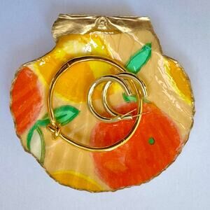Vintage Citrus Fruit Botanical Trinket Dish